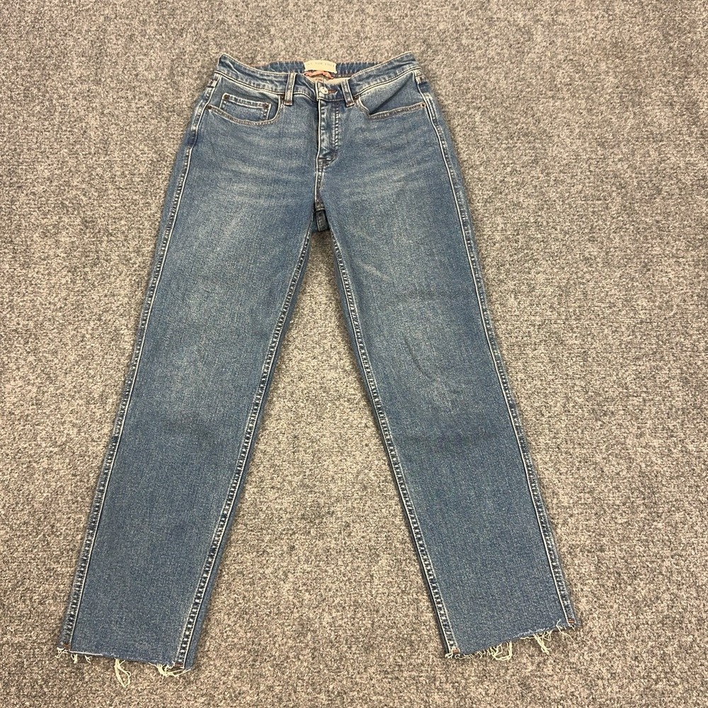 We The Free Jeans Womens 27 Blue High Rise Straight Raw Hem Stretch Denim
